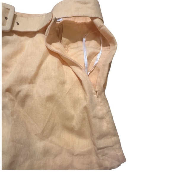 Faithfull the Brand Apricot Linen High Waist Belted Skort Size 4 - Picture 3 of 5